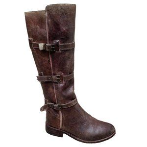 BED STU Women Cobbler Series Kitty 17" Tall Riding Boots Triple Buckle Brown 6 M